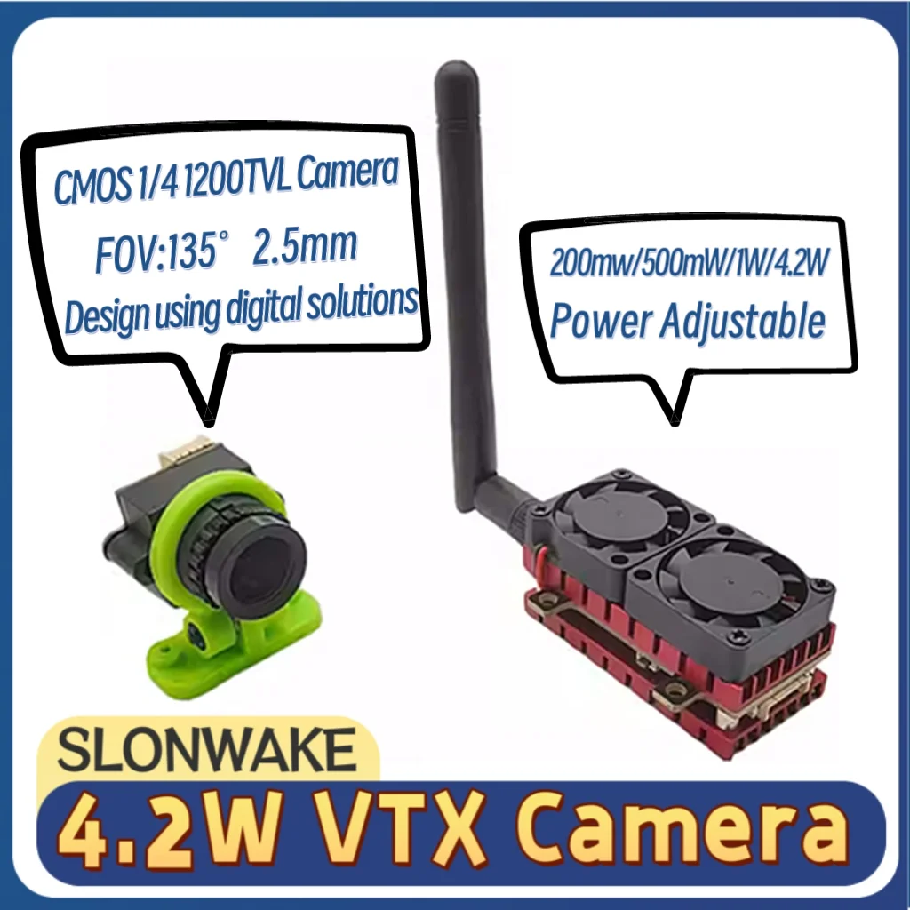 SLONWAKE 5.8G 4.2W VTX Transmitter Four-layer cooling 1200TVL Camera Design using digital suitable for unmanned aerial vehicle