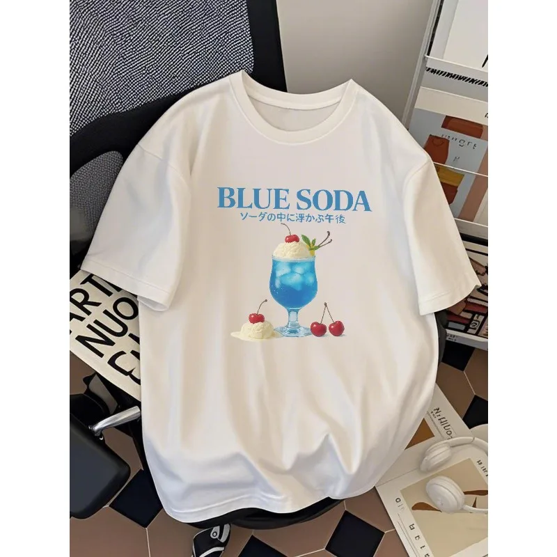 Cotton Printed Short Sleeves Fun Text T-shirt Pure Cotton Summer T-shirt Men's and Women's Fashion Trend Loose and Versatile Top