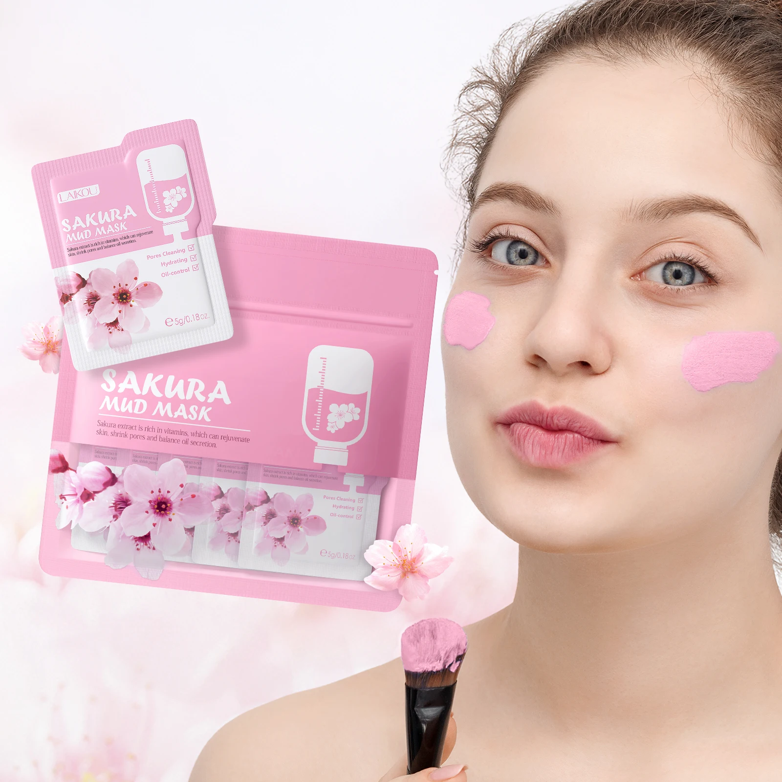 Mascarilla de Lodo de Sakura de Japón LAIKOU, Hidratante, Limpiadora de Poros, Control de Grasa, Mascarilla Facial Detox, Tratamiento de Limpieza Profunda