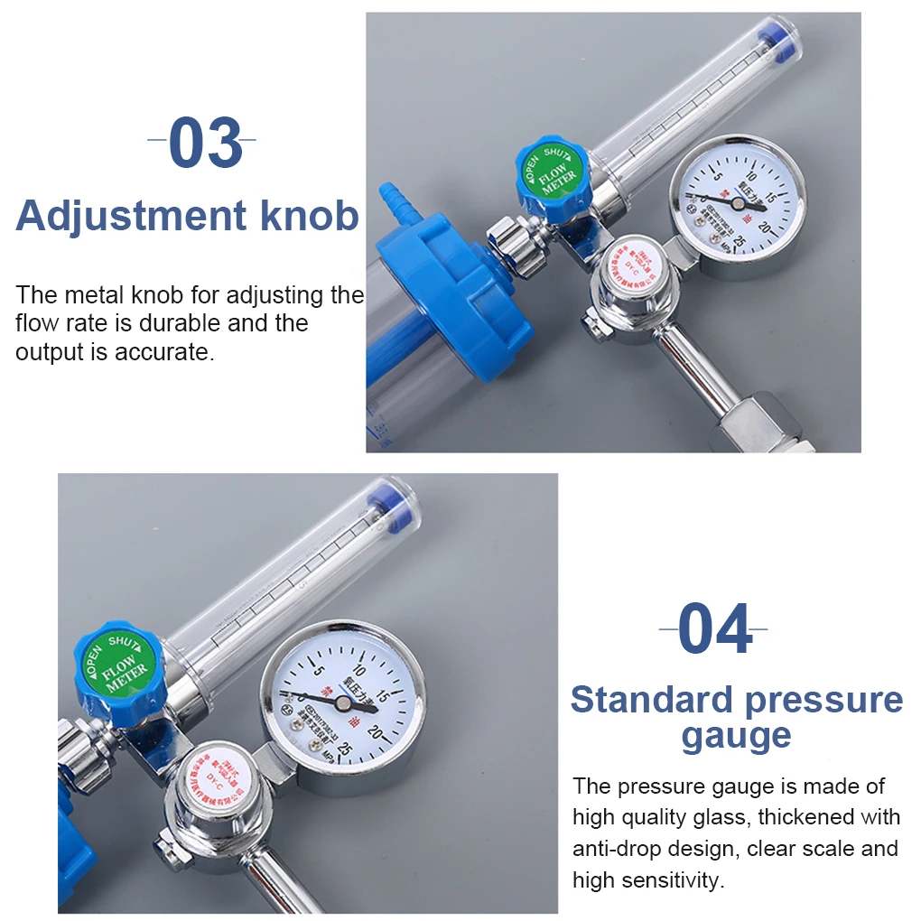 Inhalator tlenowy reduktor ciśnienia miernik tlenu Inhalator do butelek nawilżających ze skalą w starym stylu