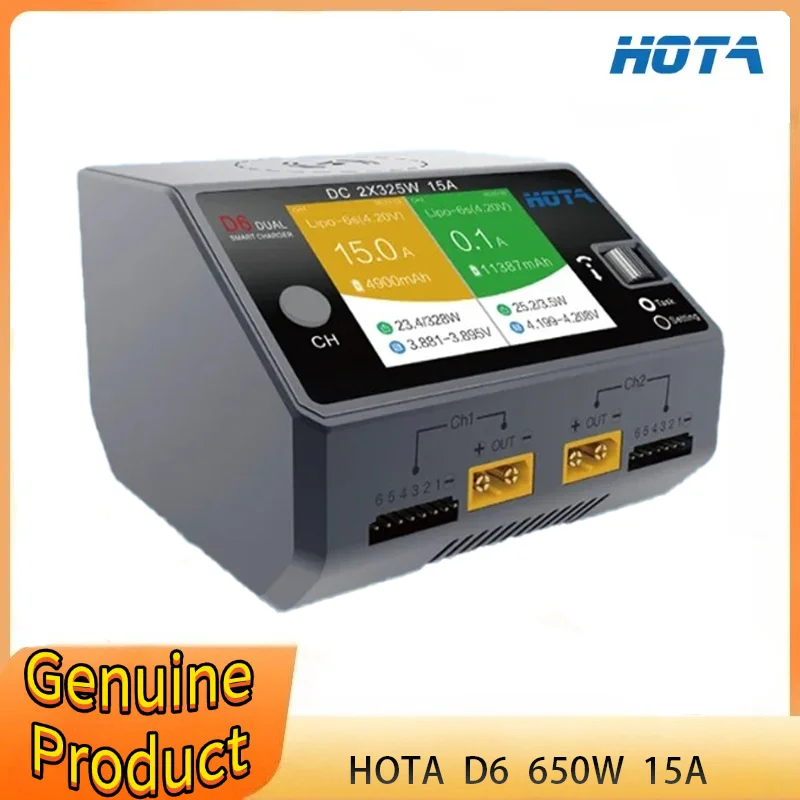 

HOTA D6 Dual Smart Charger DC650W 15A for Lipo LiIon NiMH Battery with IPhone Samsung Wireless Charging