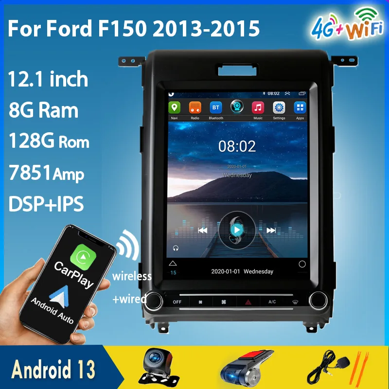 ZOYOSKII 12,1-дюймовый автомобильный Android-экран для Ford F150 2013-2015, вертикальное радио в стиле Tesla, GPS-навигатор, плеер, авто Carplay