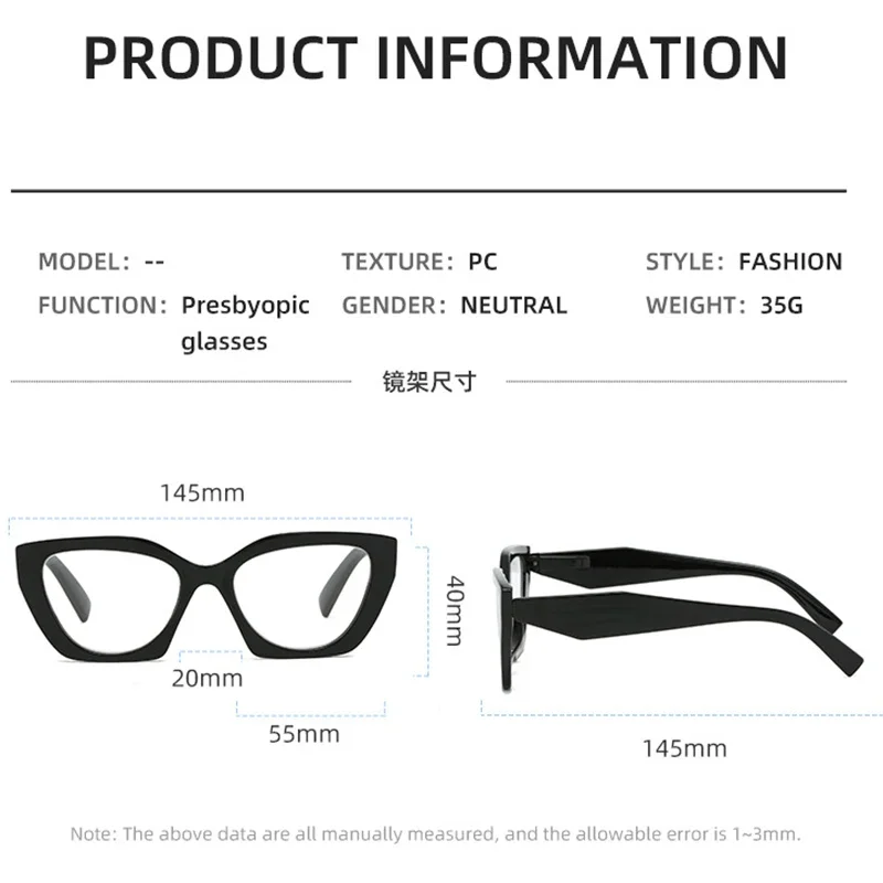 Irregular Optical Reading Glasses for Women Prescription Hyperopia Eyeglasses Anti Blue Light Computer Diopter Eyewear +1.5 +4.0
