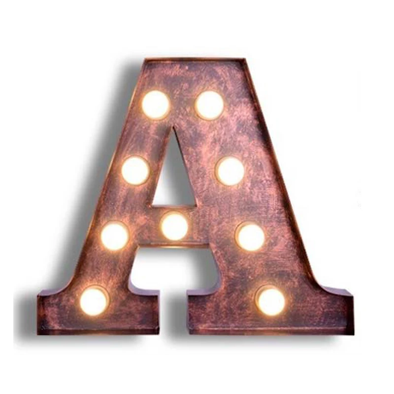 SGROW Metal Letter A Light Lamp Vintage Loft Industrial Logo A Wall Sconce Iron Billboard Wall Lights for Bedroom Lampara