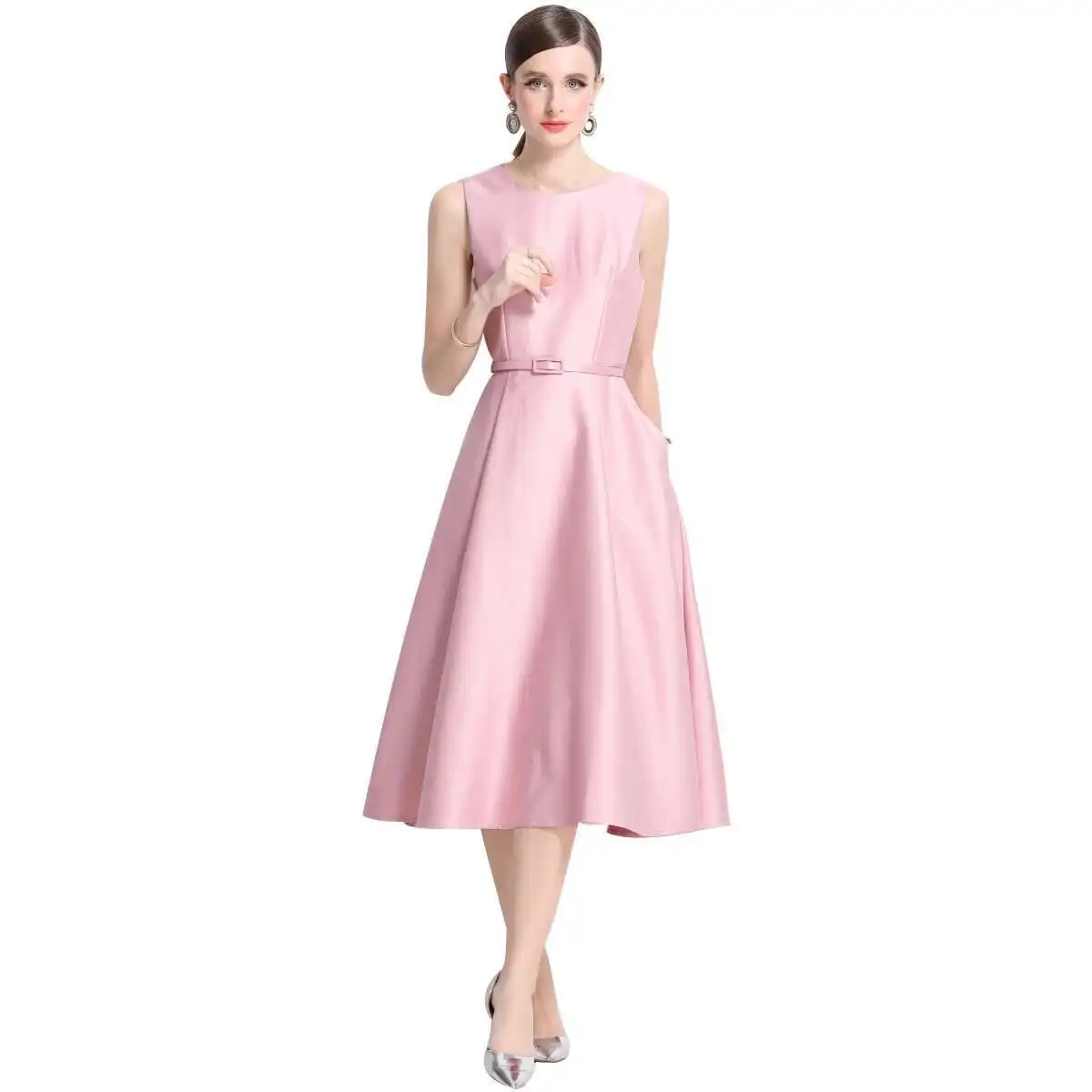 Retro Elegante Ärmellose Feste Prom Abendkleider Frauen Sommer Herbst Ballkleid Gürtel Party Brautjungfern Langes Kleid Midi Robe