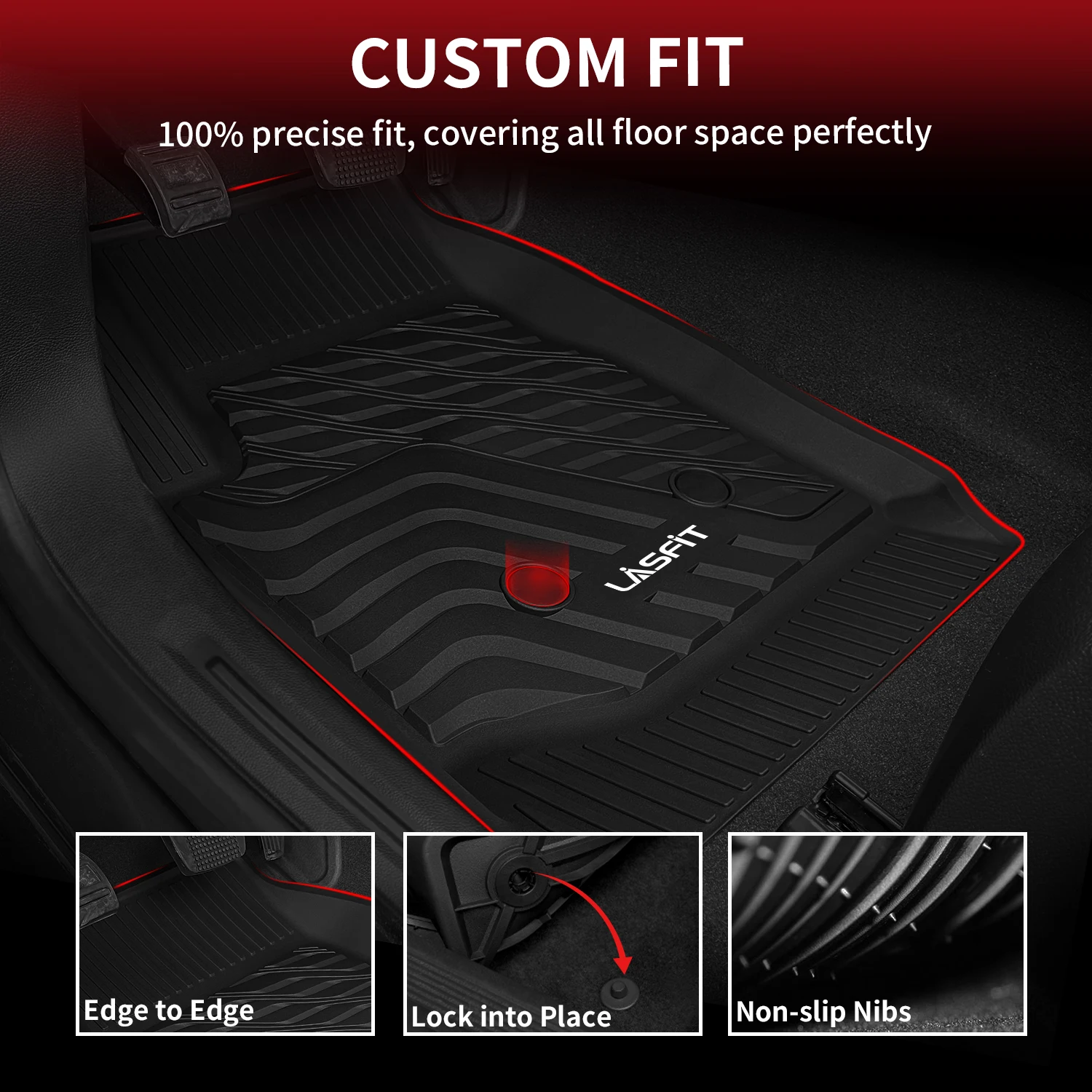 LASFIT Floor Mats Fit For 2015-2022 Chevrolet Colorado / GMC Canyon  ( Only Fit For Crew Cab) 1st and 2nd Row Car Liners Set