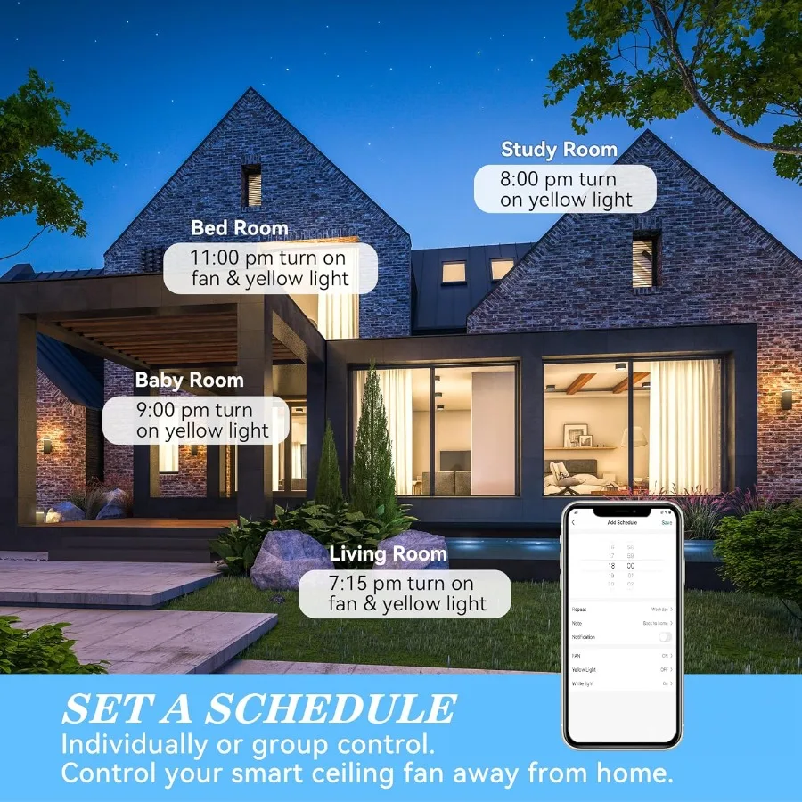 52 Inch Low Profile Ceiling Fan with Integrated Lights and Remote Control Smart Ceiling Fan with App and Voice Control via Alex