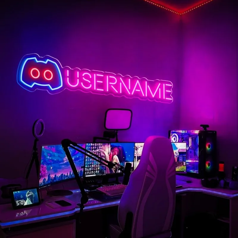 Niestandardowy znacznik gry Neonowe światło Niestandardowy znacznik gry Neonowy znak led dla streamerów i graczy Dekoracja Man Cave Prezenty Gaming Wall Decor