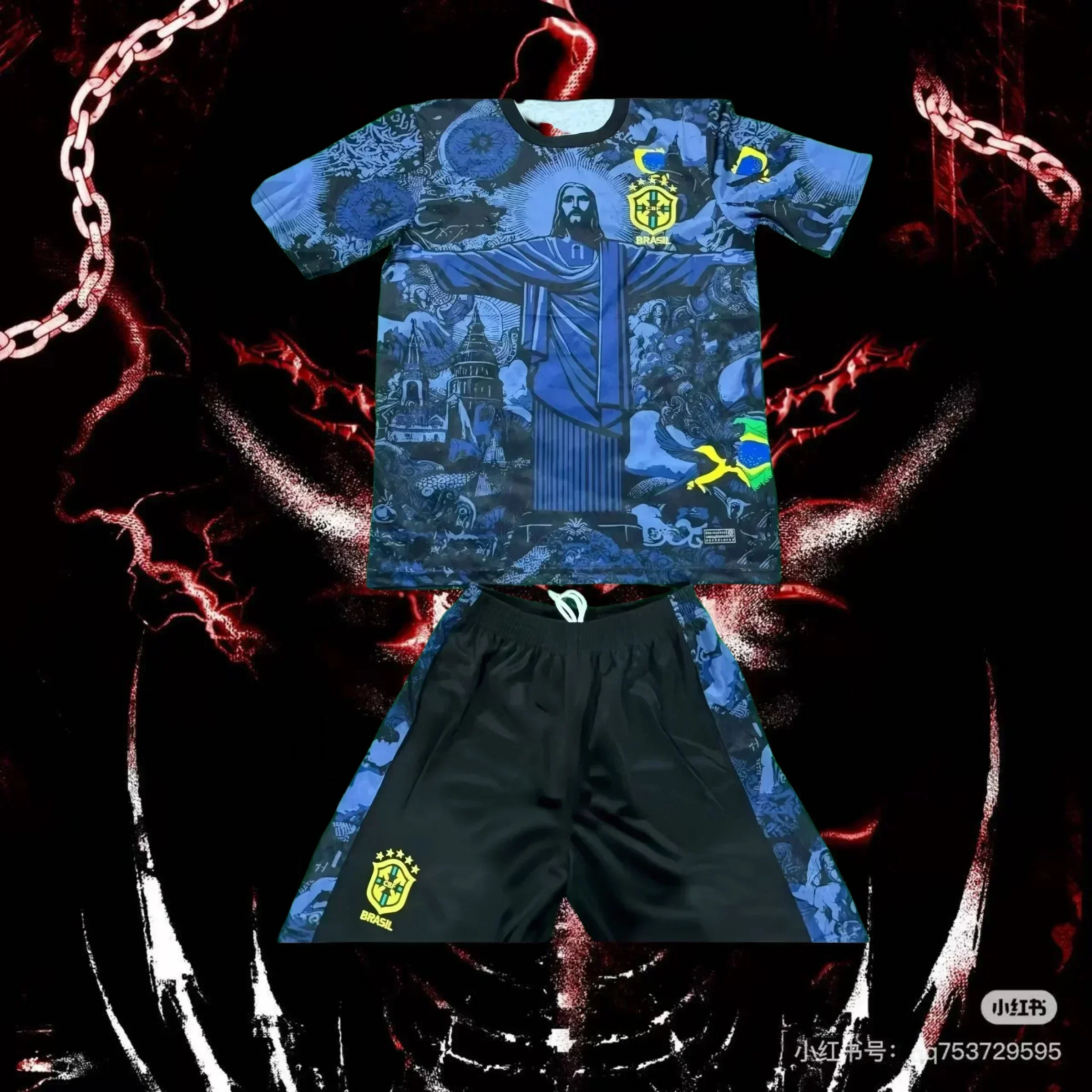 

Latest Explosive Sports Soccer T-shirt Brazil Special Edition Training T-shirt Summer Adult Men's Round Neck Quick-drying Set