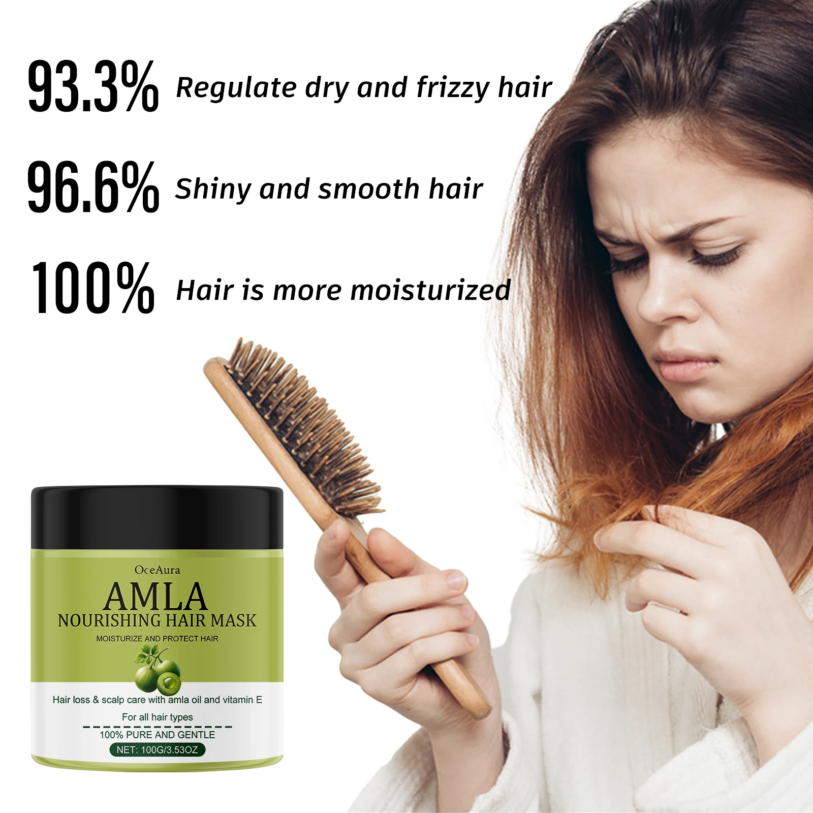 Amla Oil Shampoo Anti Loss Strengthen Root Repair Damaged Hair Anti-Breakage Conditioner Reduce Split Ends Nourishing Hair Mask