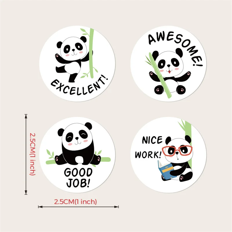 500 Stuks 2.5 Cm Leuke Dier Panda Label Stickers Roll Voor Envelop Moedigen Lof Beloning Student Werk Briefpapier Seal label