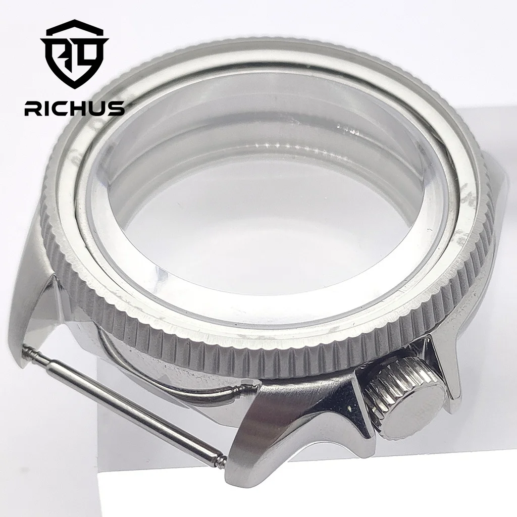 Cassa per orologio RICHUS NH35 Cassa per orologio da 37 mm Corona alle 4 con lunetta in vetro zaffiro adatto al movimento NH34 NH35 NH36