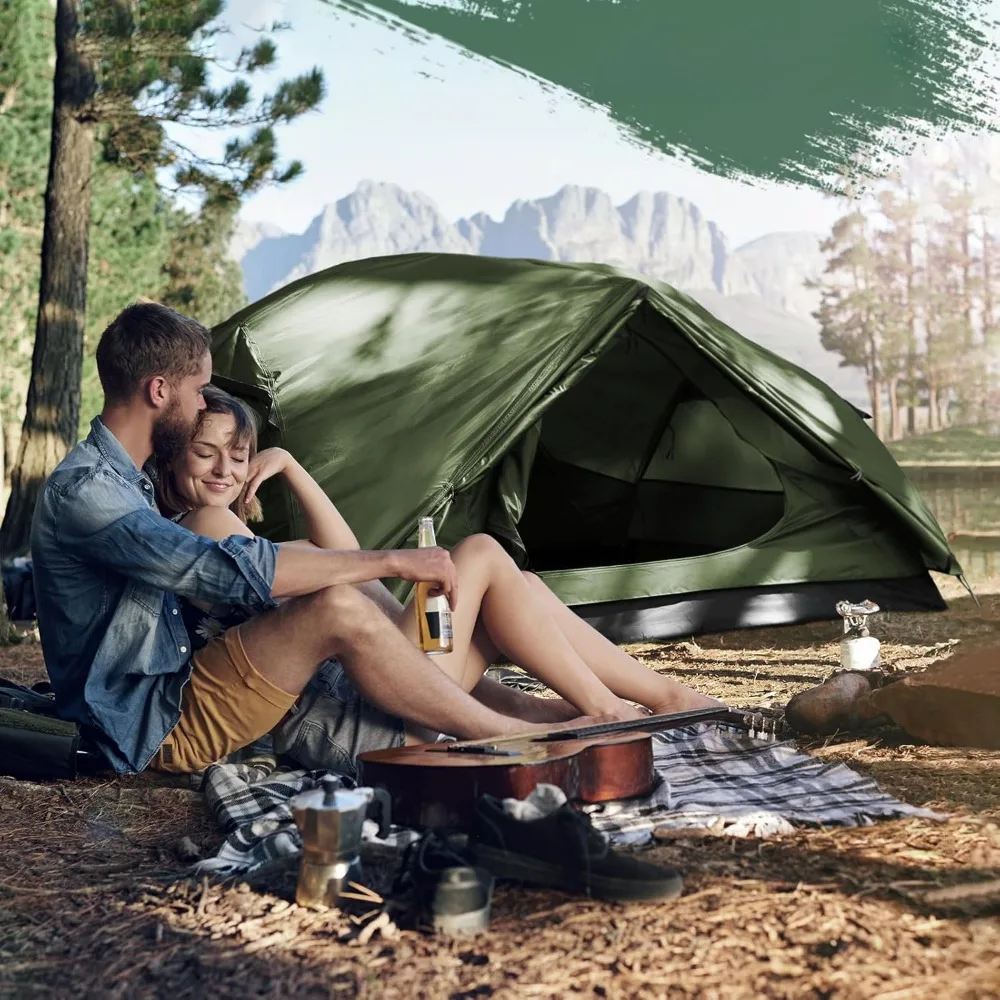 Camping Tent, Waterproof and Windproof, Lightweight Aluminum Pole Backpack Tent Can Be Quickly Set Up, Very Suitable for Hiking