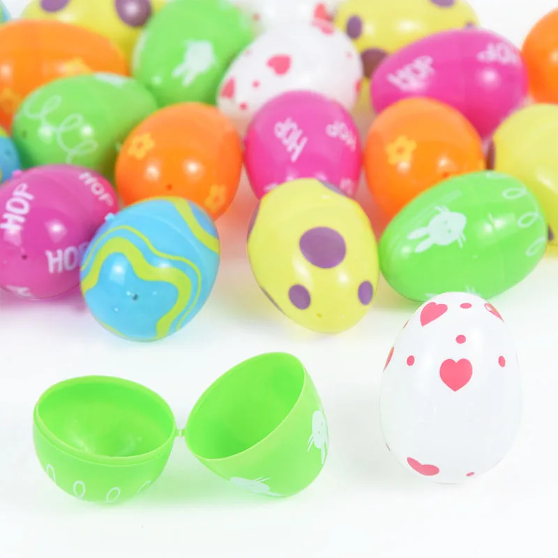 12/24pcs Fillable Easter Plastic Eggs Creative Colorful Easter Egg Shape Gift Box Kids Toy Home Easter Birthday Party Decoration