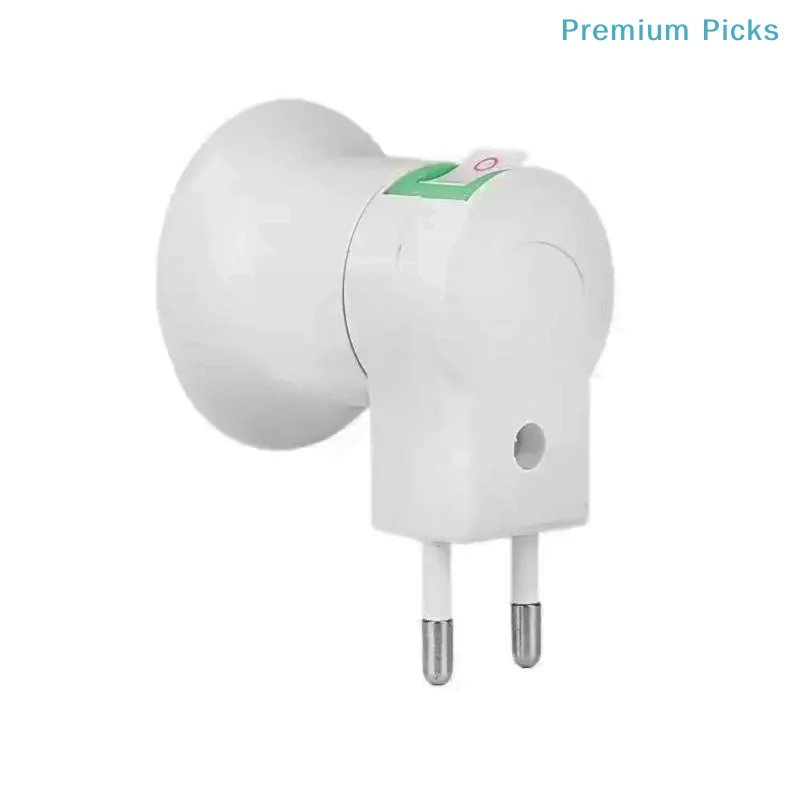 portable1Pcs E27 Bulb Socket Adapter EU Plug Impact Resistant Plastic Lamp Base Holder Compatible with LED Light Garage Use
