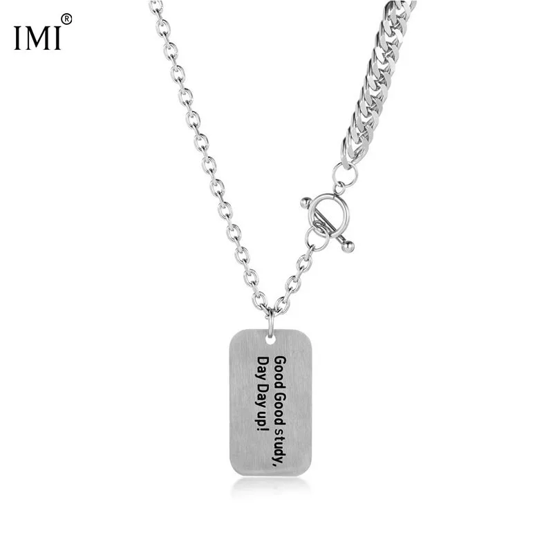 IMI التيتانيوم الصلب الإنجليزية قلادة الجيش العلامة التجارية سترة سلسلة ins تنوعا قلادة الرجال والنساء الهيب هوب الرقص بيرسو