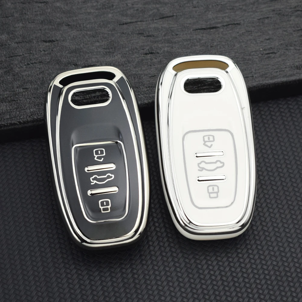 

Car Key Cover For Audi A3 A4 A6 Q3 Q5 A1 A5 A7 A8 Quattro 2009-2015 Car TPU Soft Remote Key Case Key Chain Set Accessories