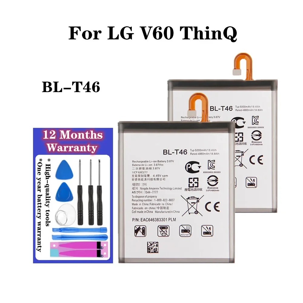 New 5000mAh BLT46 BL-T46 Battery For LG V60 ThinQ 5G V600QM5 LMV600VM V600VM BL T46 Phone Bateria Battery