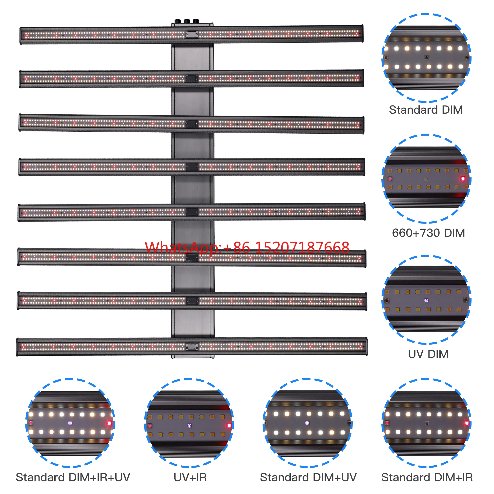 

800W 8 Bar LM301H Full Spectrum UV IR 3Way Dimmable Greenhouse Indoor garden LED Grow light Spider Plant Light