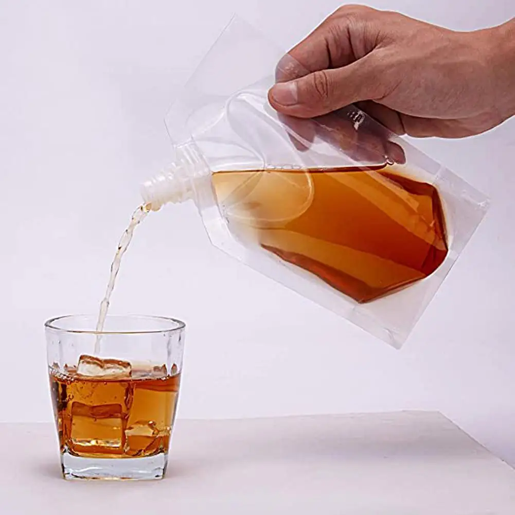 1 Set 350ML/500ML/200ML/100ML/1000ML Liquor Pouch Food GradeSneak Alcohol Flask Hide Drinking Bag with Funnel Kitchen Tools