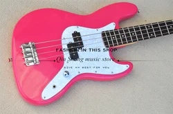 4 strings Electric Guitar Bass,Pink Bass,Basswood  Body,Maple Neck,White Pearl Pickguard