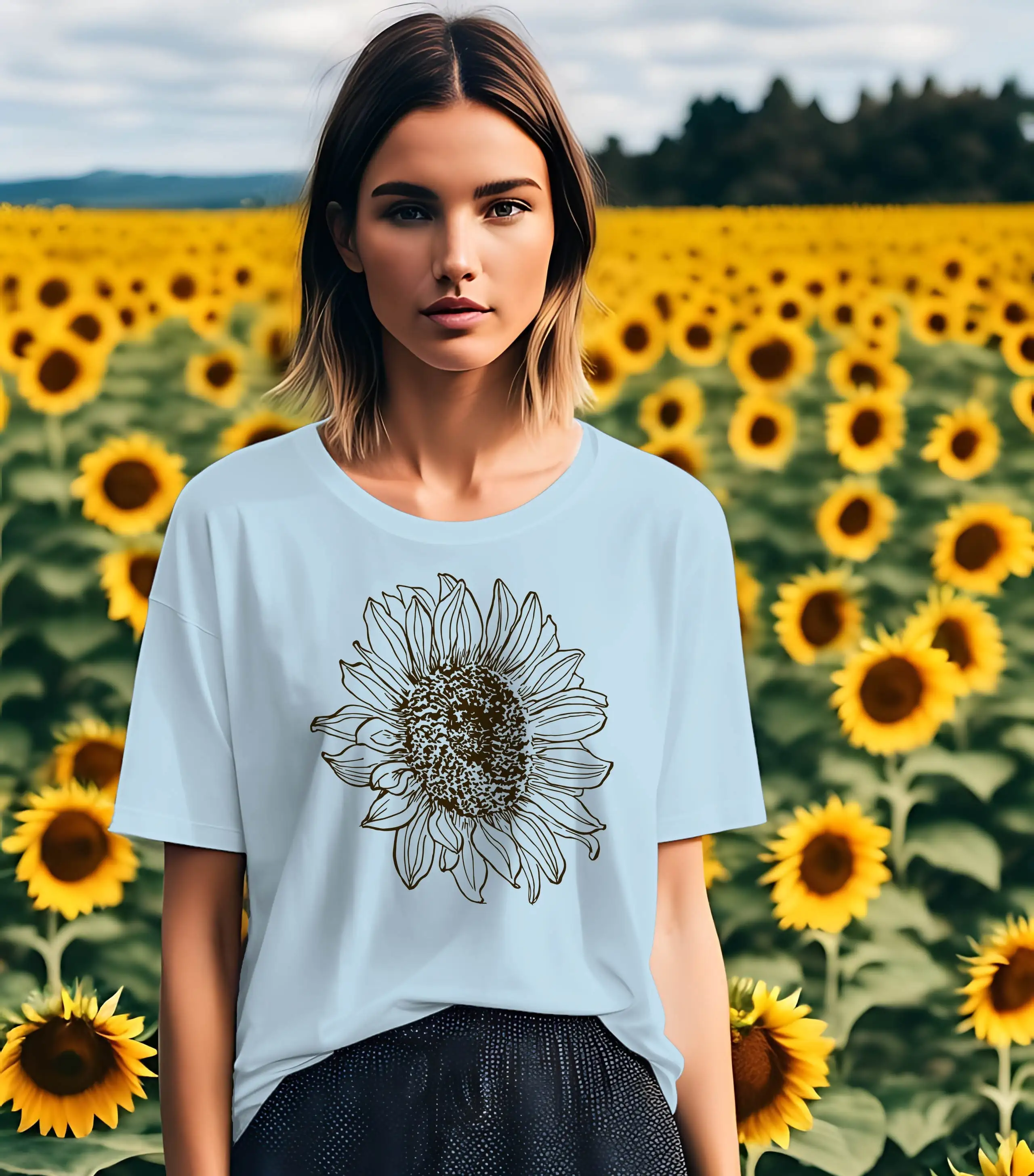 T Shirt Sonnenblume Cottagecore Floral Natur Minimalistisch Blüte Blume Sommer Herbst Botanik Garten Gärtnerin Geschenk