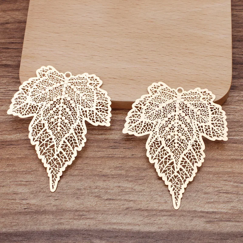 BoYuTe (10 Pieces/Lot) 50*48MM Big Filigree Leaf Metal Sheet Diy Jewelry Making Materials