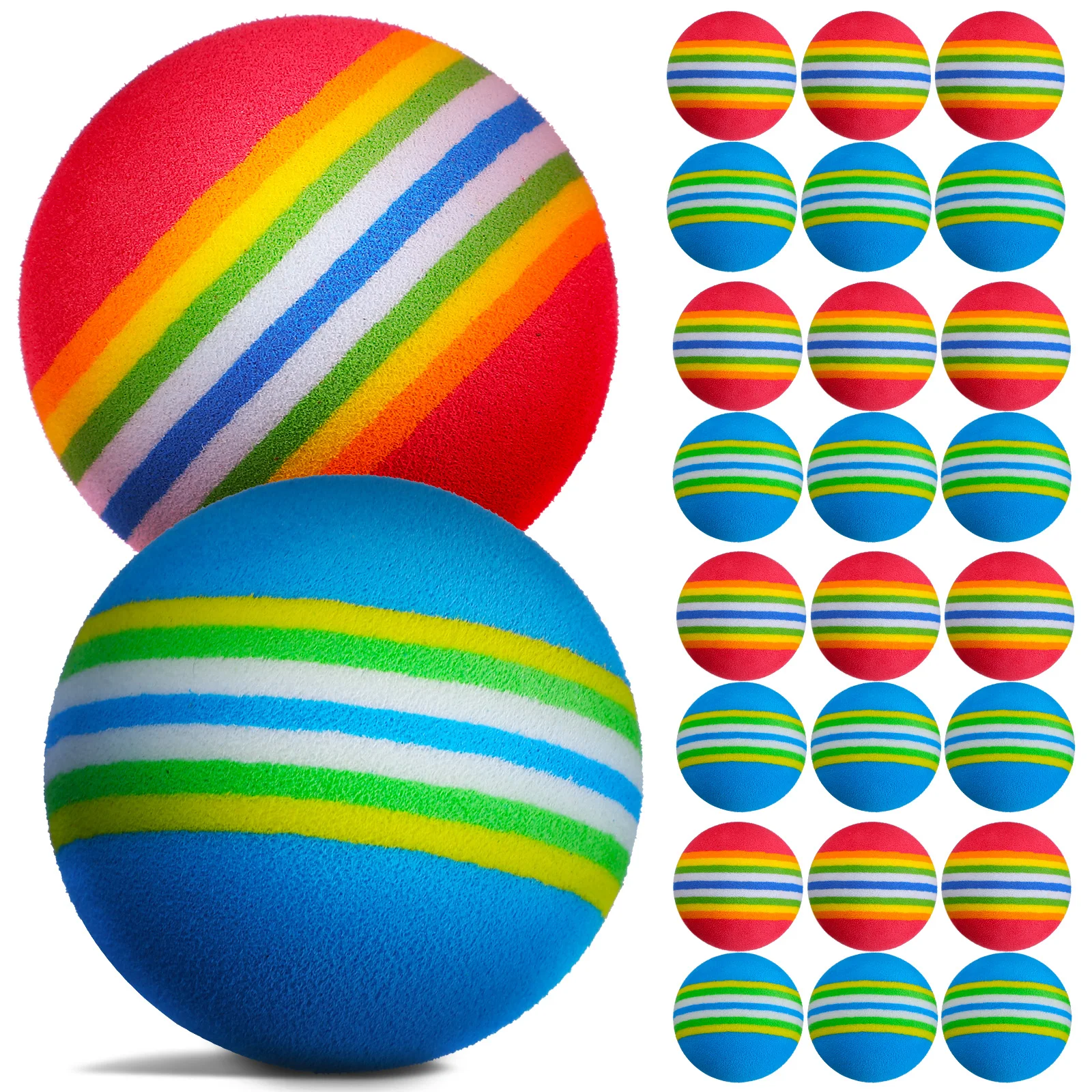 

26 pcs Golf Balls Colorful Stripes EVA Soft Bright Ideal Practice Home Small Golf Balls Garden Indoor Range Toys