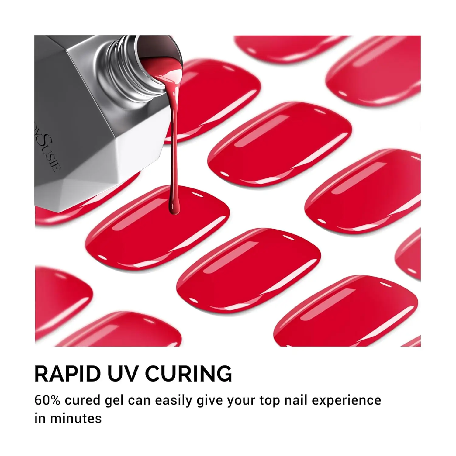 32枚入り レッド セミキュアジェル トゥネイルストリップ、UV/LED対応、サロン品質、簡単装着＆除去