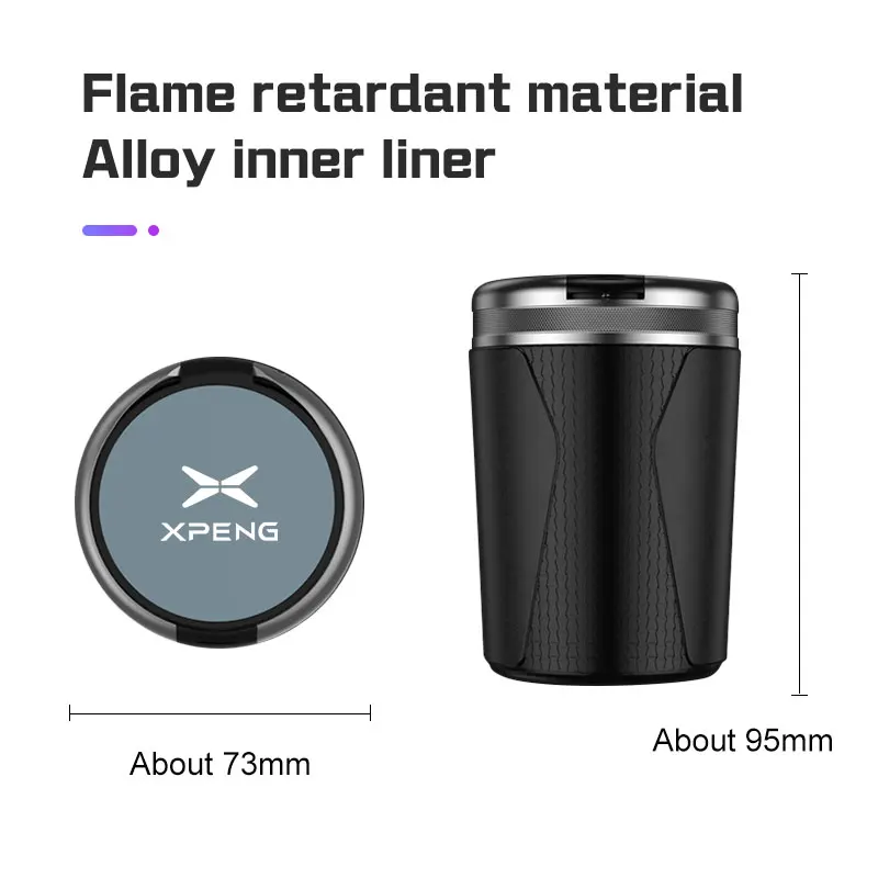 Cendrier à cigarettes de voiture avec couvercle, avec lumière LED, Portable, pour Xpeng G6 P7 G3 G3i G9 P5 X9 X2 N5 F30 H93 Beta 2020 2021 2025