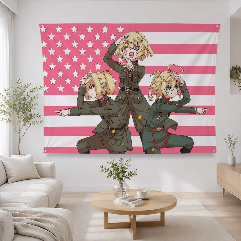 Tanya Degurechaff Fashion Flag Polyester Banner Flags For Party Club Camping Outdoor Interior Wall Paper Decoration Banner Gift