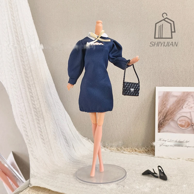 New 30cm Doll Clothing Preppy-Style Dress Girls Princess Doll Dress-Up Lace-Up Dress Accessories For 1/6 Babi Supermodel Dolls