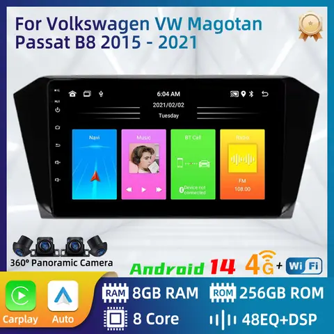 Car Radio For Volkswagen VW Magotan Passat B8 2015 - 2021 Android Car Multimedia Player GPS Navigation Carplay Stereo Touch 2Din
