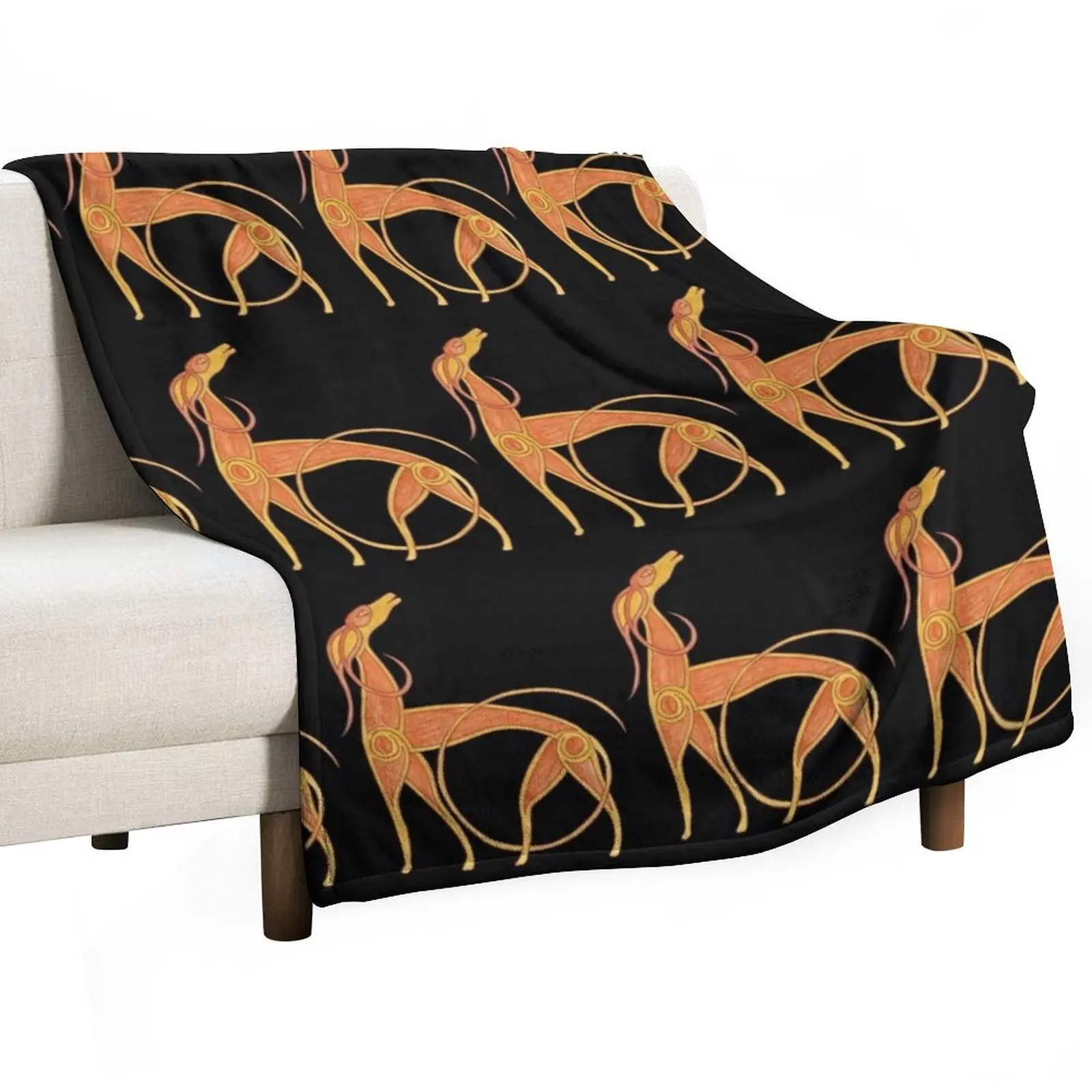 

Celtic Anglo Saxon Greyhound Hound Lurcher Dog Throw Blanket Warm Flannel Blanket for Couch Chair Bedroom