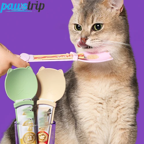 고양이 스트립 스퀴즈 스푼 고양이 스트립 피더, 핥을 수 있는 젖은 고양이 치료, 애완 동물 액체 간식 급식 도구, 고양이 피더, 애완 동물 용품, 2PCs 