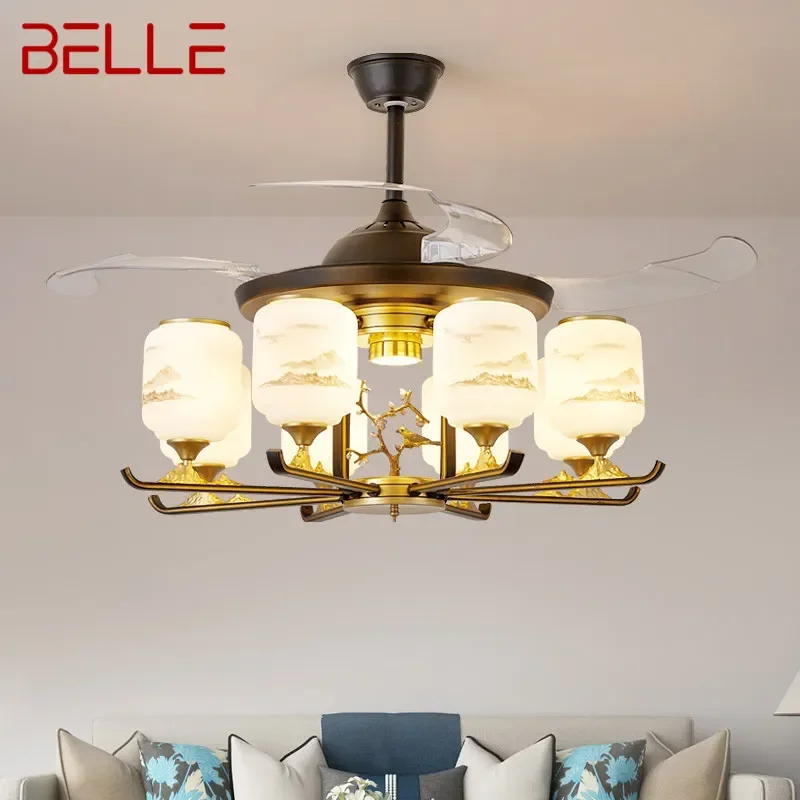 

BELLE Modern Stealth Fan Light Luxury Living Room Restaurant Bedroom Ceiling Fan Light Remote LED Electric Fan Light