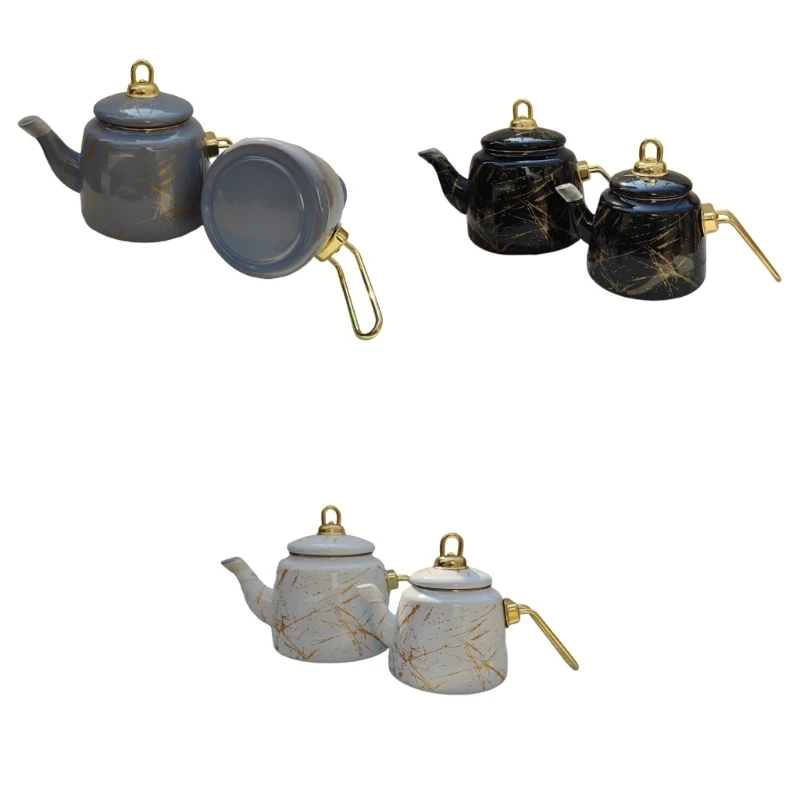Larger and Smaller Tea Vessels with Matching Covers for Serving 2 Different Beverages Side by Side During Meals M68E