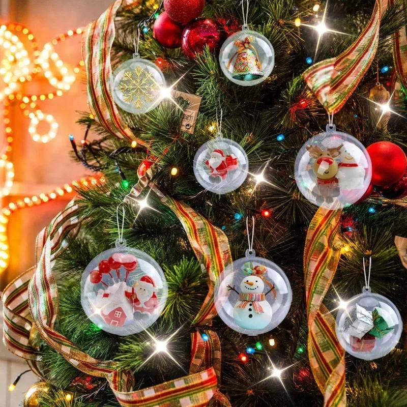 20/1 قطعة كرات عيد الميلاد لتقوم بها بنفسك حلي قابلة للتعبئة شفافة كرة مجوفة الحلي حفل زفاف شجرة عيد الميلاد معلقة هدية زينة