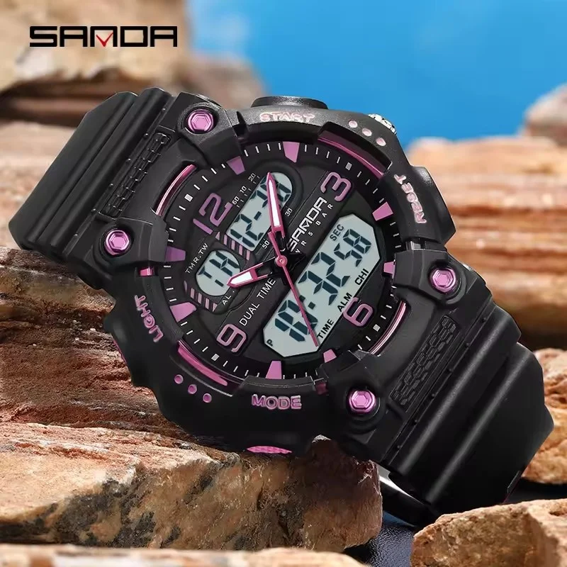 SANDA 6179 Digital Women's Sports Quartz Watch Top Brand Luxury LED Waterproof Women's Electronic Clock Gift 2025 Couple Date