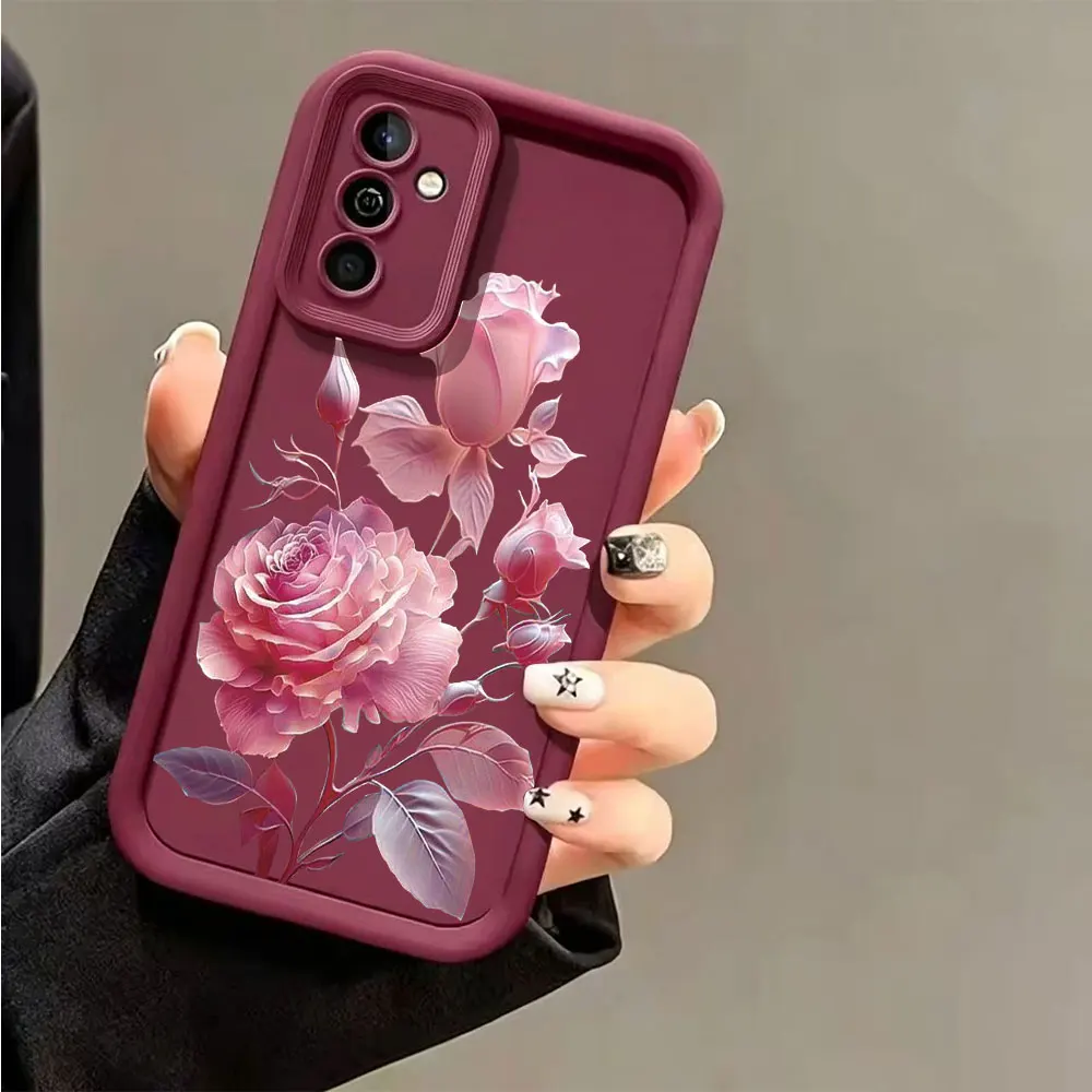 Silicone Soft Phone Case For Samsung Galaxy S26 S25 S24 S23 S22 S21 Note 20 Ultra Plus FE 5G Flower Pattern Shockproof Cover Hot