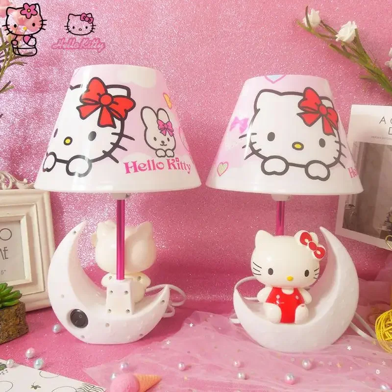 Hello Kitty lampada da tavolo cartone animato luce calda lampada da comodino scrivania studio dormitorio camera da letto lettura luce notturna per bambini regalo