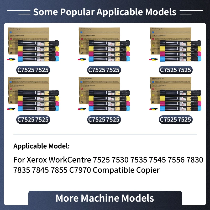C7525 Compatible Color Powder Copier Toner Cartridge C7525 for Xerox WorkCentre 7525 7530 7535 7545 7556 7830 7835 7845 7855