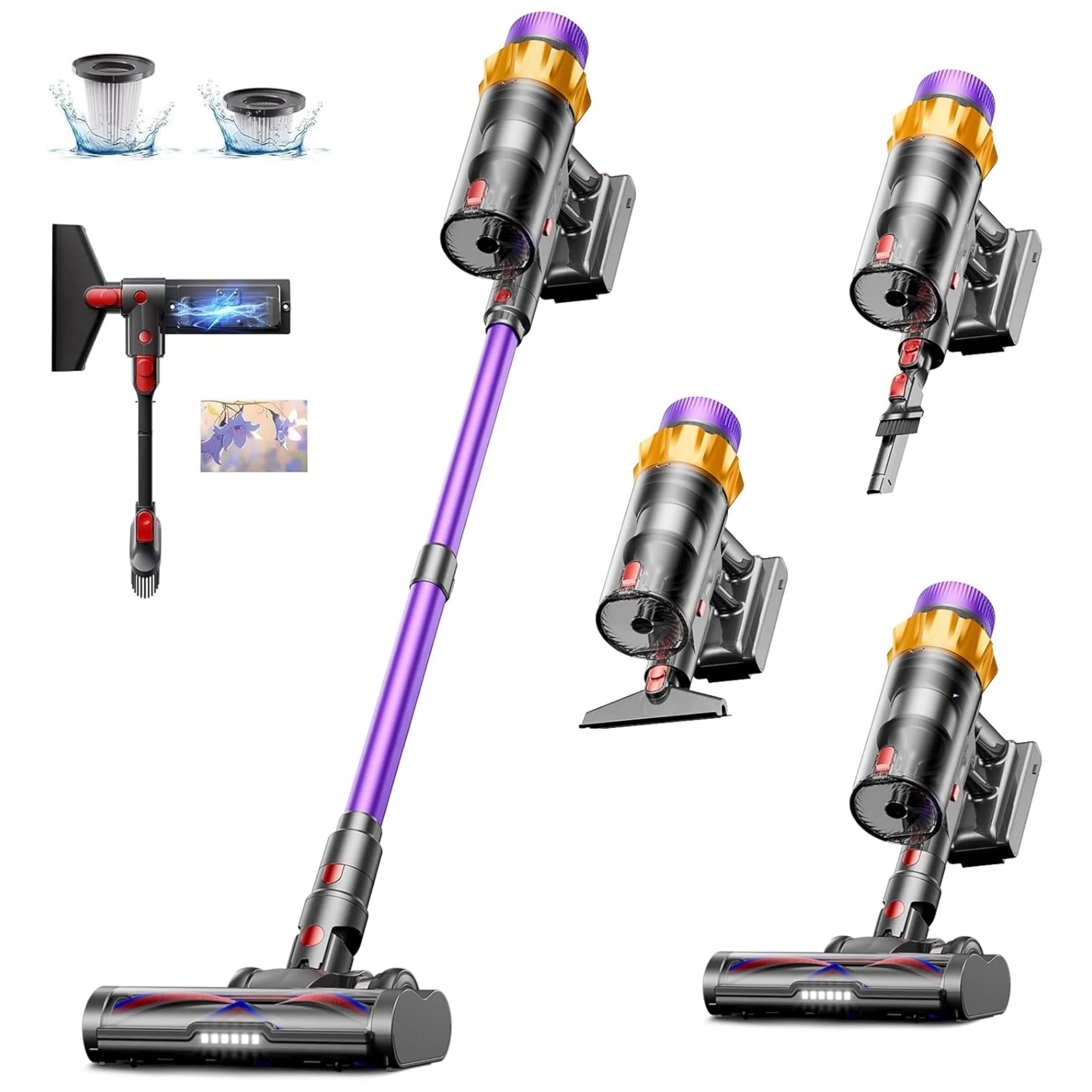 Cordless Vacuum Cleaner for Home with Super Suction, Lightweight Stick Vacuum with 50 Mins Runtime, Purple Color