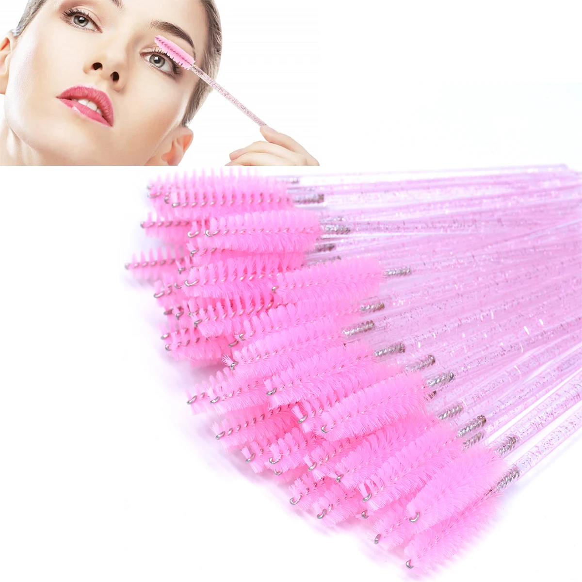 200Pcs Disposable Eyelash Brush Lash Extesion Mascara Wands Spoolies Tools Set Lipstick Lip Gloss Brush Makeup Applicators