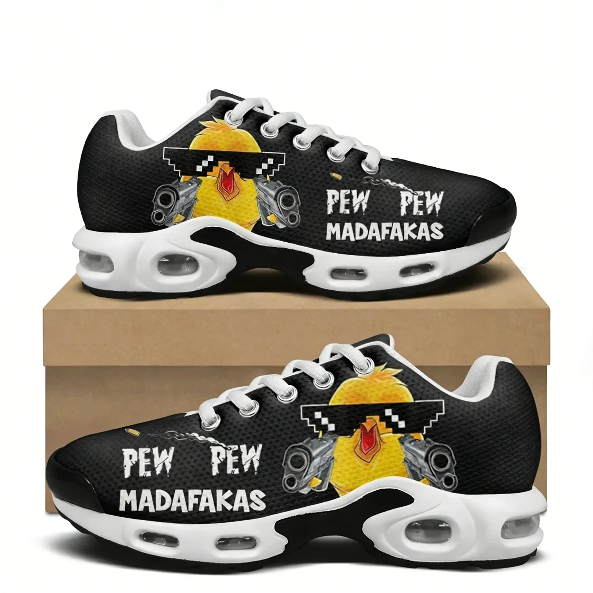 Pew Pew Madafakas Fun Pattern Air Cushion Sneakers Mens Womens Hiking Running Casual Shoes Mountain Climbing Shoes Custom Shoes