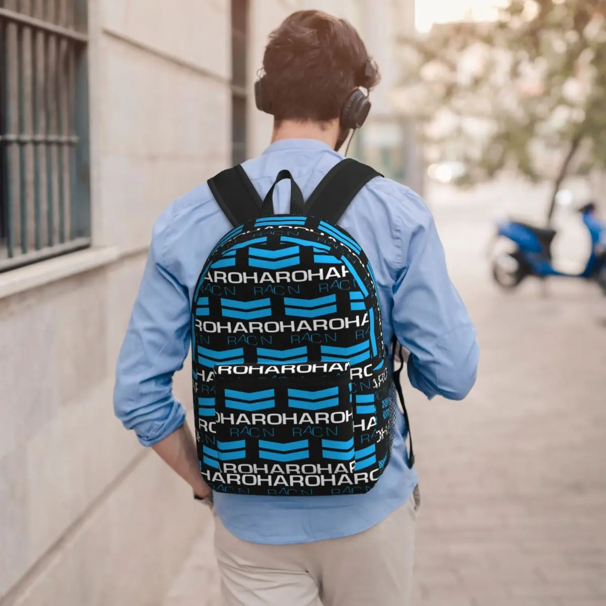 Haro Racn Bluewhite- Old School Bmx Student Backpack School Bag Hiking Travel Daypack for Boys Girls Bookbag Shoulder Bags