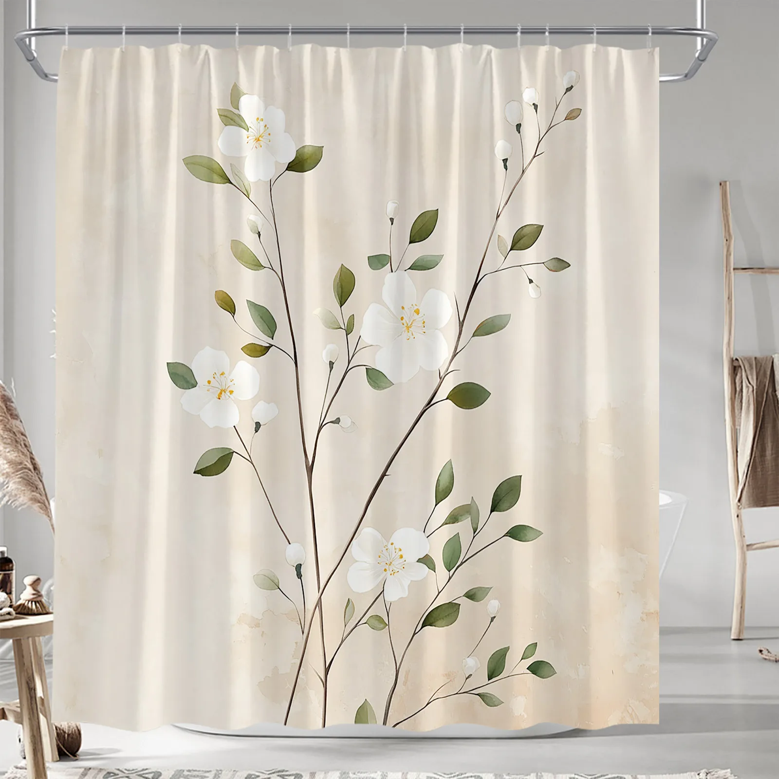 1pc Serene Garden Shower Curtain, Lush Greenery, Lily Pads, and Sunlight Through Bamboo, Tranquil Nature Design