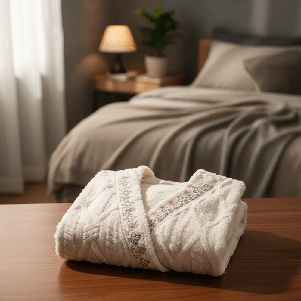 Fashion Flower Coral Fleece Sleepwear Winter Pajamas Robe Women Sweet Thick Warm Flannel Long Sleeves Night-robe Gifts