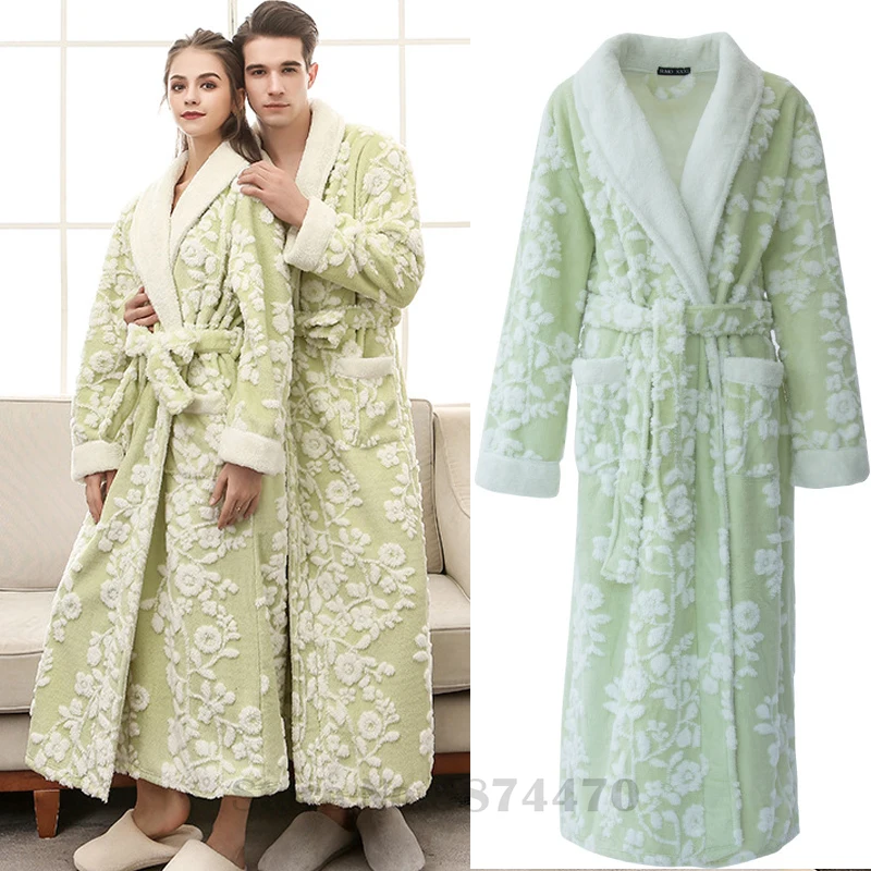 

2023 New Jacquard Robe Women Sexy Fashion Nightwear Autumn Winter Loose Flannel Nightgown Casual Coral Fleece Bathrobe Sleepwear