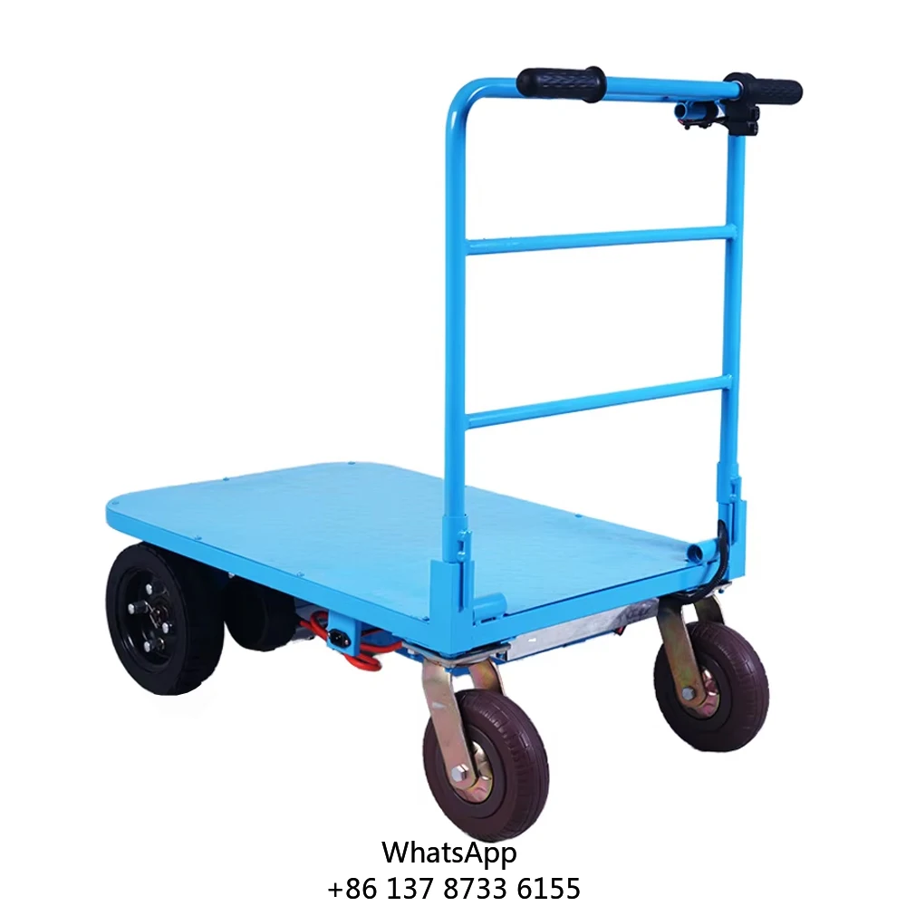 

Электрическая 4-колесная складная тележка-платформа для тяжелых грузов, промышленная стальная металлическая электрическая тележка-платформа повышенной грузоподъемности